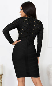 Charlotte Black Bandage Stud Dress