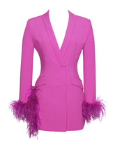 Madeline Feather Blazer Dress - Fuchsia