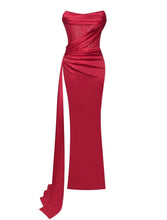 Holly Red Corset Satin Gown - Red