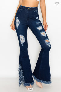 Mia High Waist Bell Ripped Jeans