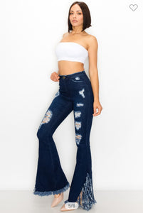 Mia High Waist Bell Ripped Jeans