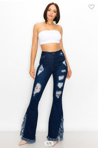 Mia High Waist Bell Ripped Jeans