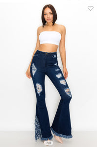 Mia High Waist Bell Ripped Jeans