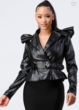 Zoe Faux Leather Jacket With Belt