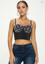 Sapphire Multi Gems Embellished Bustier Top