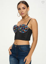 Sapphire Multi Gems Embellished Bustier Top