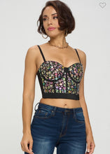 Ruby Embellished Gems Bustier Top - Black/Multi