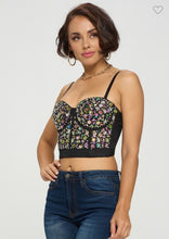 Ruby Embellished Gems Bustier Top - Black/Multi