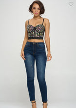 Ruby Embellished Gems Bustier Top - Black/Multi