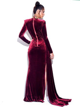 Zenaida Cutout Velvet Gown - Burgundy