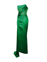 Holly Emerald Crystallized Green Corset Satin Gown