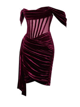 Irisa Burgundy Off Shoulder Corset Dress