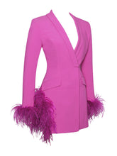 Madeline Feather Blazer Dress - Fuchsia