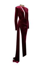 Zenaida Cutout Velvet Gown - Burgundy