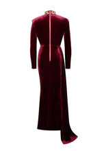 Zenaida Cutout Velvet Gown - Burgundy