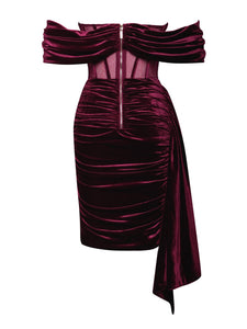 Irisa Burgundy Off Shoulder Corset Dress