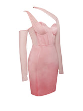 Everlee Blush Mesh Sleeve Satin Corset Dress