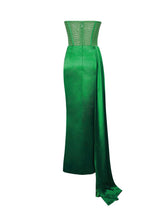 Holly Emerald Crystallized Green Corset Satin Gown