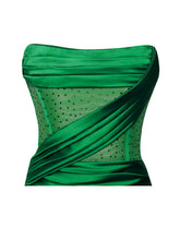 Holly Emerald Crystallized Green Corset Satin Gown