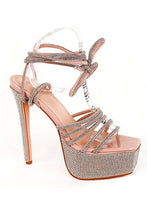 Foxxy Diamond Lace Up Plarform Heels - Nude