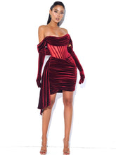 Irisa Burgundy Off Shoulder Corset Dress