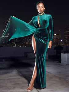 Zenaida Emerald Green CutOut Velvet Gown