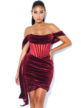 Irisa Burgundy Off Shoulder Corset Dress