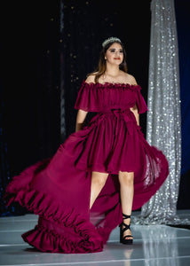 Valeria Off Shoulder Ruffle (Custom-Made) Dress