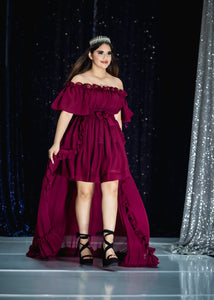 Valeria Off Shoulder Ruffle (Custom-Made) Dress