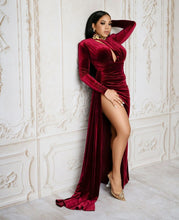 Zenaida Cutout Velvet Gown - Burgundy