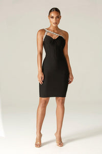 Delux Crystal Bandage Dress - Black