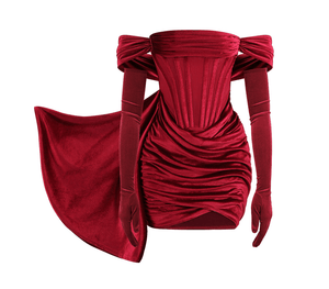 Irisa Burgundy Off Shoulder Corset Dress