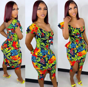 Amazonas Floral One Shoulde Midi Dress