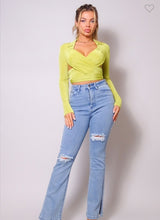 Becky Criss Cross Crop Top - Lime