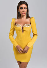 Camila Gold Satin Corset Dress With Crystals