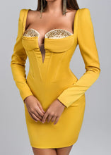 Camila Gold Satin Corset Dress With Crystals