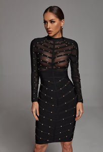 Charlotte Black Bandage Stud Dress