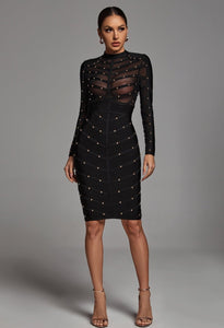 Charlotte Black Bandage Stud Dress