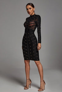 Charlotte Black Bandage Stud Dress