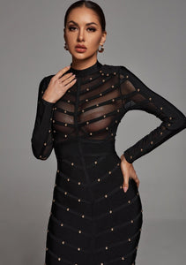 Charlotte Black Bandage Stud Dress