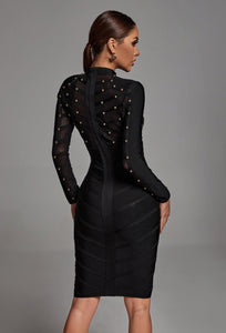 Charlotte Black Bandage Stud Dress