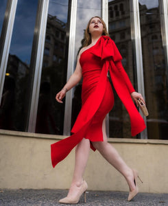 Alison Bandage Midi Dress - Red