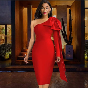 Alison Bandage Midi Dress - Red