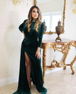 Zenaida Emerald Green CutOut Velvet Gown