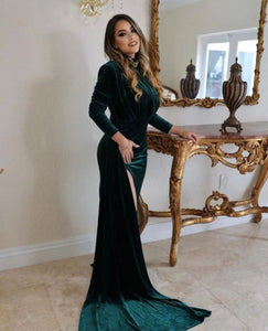 Zenaida Emerald Green CutOut Velvet Gown