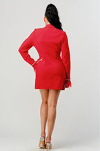 Quenna Feather Blazer Dress - Red