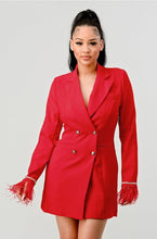 Quenna Feather Blazer Dress - Red