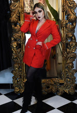 Quenna Feather Blazer Dress - Red & Black