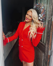 Quenna Feather Blazer Dress - Red & Black