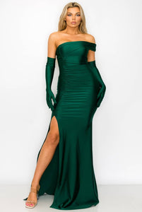 Dalilah Gown With Gloves - Emerald Green